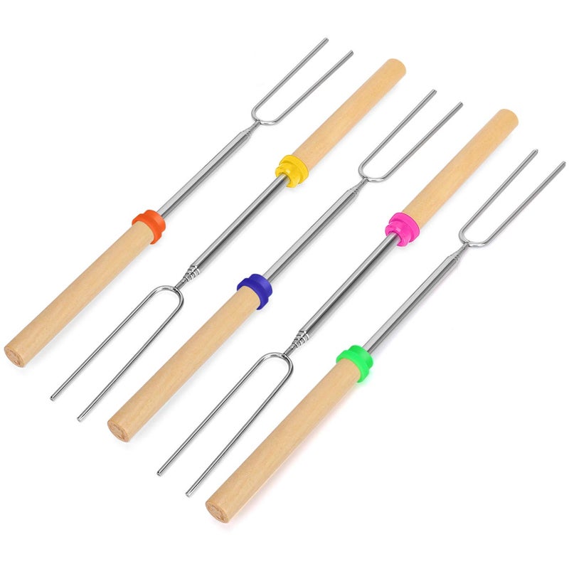 Mluchee 8Pack Marshmallow Roasting Sticks Smores Skewers for Fire Pit 32inch Telescoping Sausage BBQ Hot Dog Forks Portable Carrying Bag for Grill Campfire Thanksgiving Christmas Gifts - Image 3